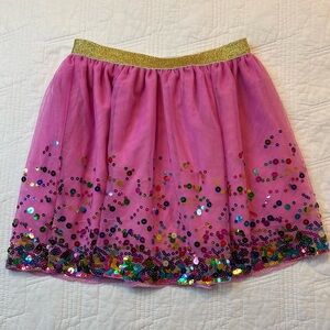 NWOT Pink Sequin Skirt with Gold Waistband size 10/12